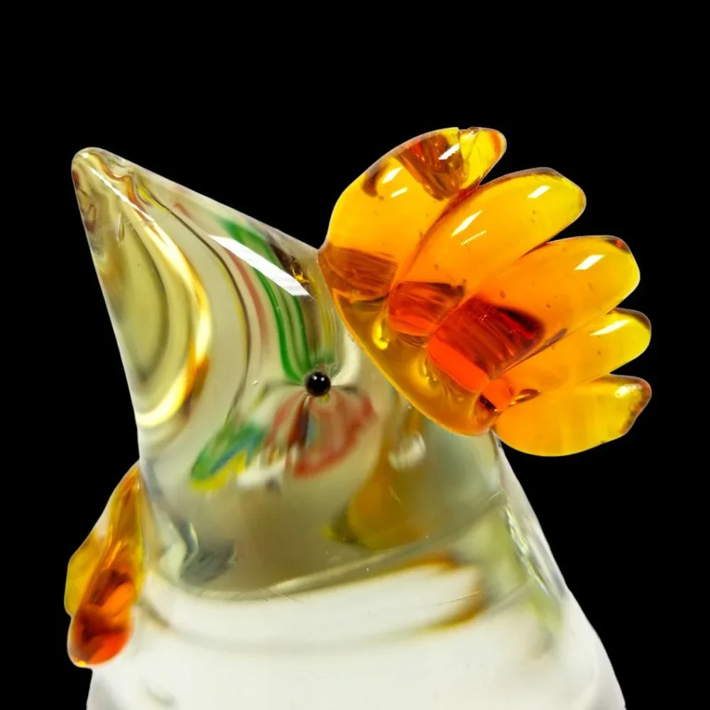 Colorful Murano Italy Blown Art Glass Rooster Paperweight Anamorphic  Figurine - Picture 6 of 12
